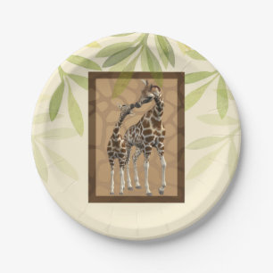Gold Brown Giraffe Zoo Baby shower Papieren Bordje