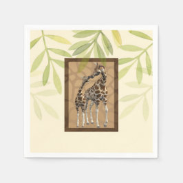 Gold Brown Giraffe Zoo Baby shower Servet