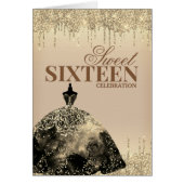 Gold Brown Glitter Sweet 16 uitnodiging van 16 sep (Voorkant)