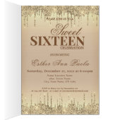 Gold Brown Glitter Sweet 16 uitnodiging van 16 sep (Binnen (Rechts))