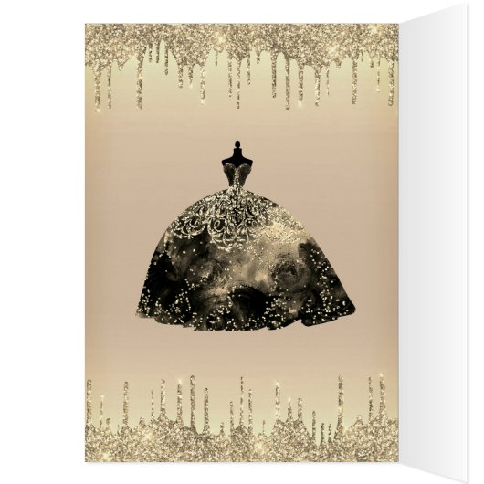 Gold Brown Glitter Sweet 16 uitnodiging van 16 sep (Binnen (Links))