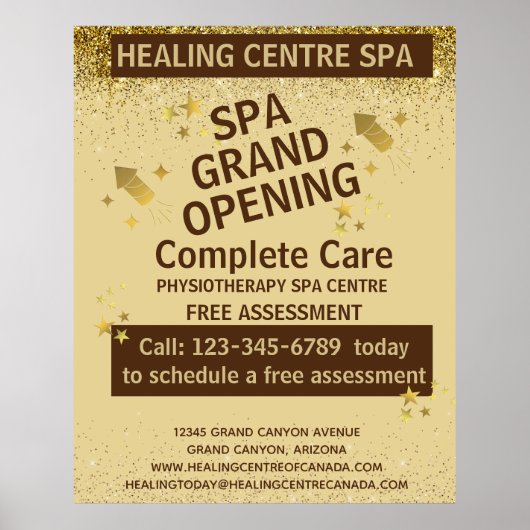 Gold Brown Glittery Physio Center Grote opening Poster (Voorkant)