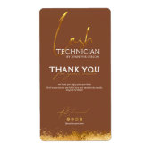 Gold & Brown Lash Tech Seal Label | Luxury Beauty  (Voorkant)