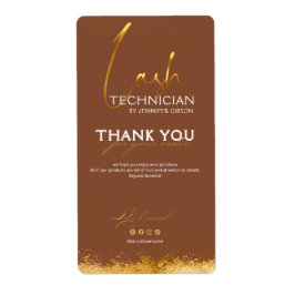 Gold & Brown Lash Tech Seal Label | Luxury Beauty 
