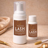 Gold & Brown Lash Tech Shampoo Sticker | Luxury 
