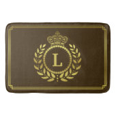 Gold Brown Laurel Wreath Crown Royal Monogrammed  Badmat (Voorkant)