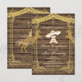 Gold Brown PRIMER CUMPLEANOS Uno Fiesta Birthday Kaart (Voorkant / Achterkant)