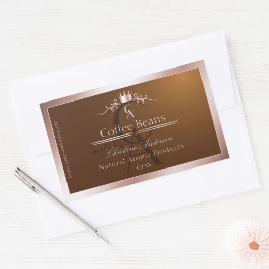 Gold Brown Product Label Rosegold Frame Monogram (Envelop)