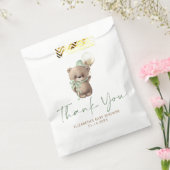 Gold Brown Sage Green Teddy Bear Baby Shower Bedankzakje (Gezegeld)