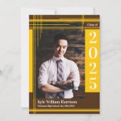 Gold Brown School Colour Afstuderen Foto geplakt Kaart (Voorkant)