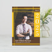 Gold Brown School Colour Afstuderen Foto geplakt Kaart (Staand voorkant)