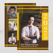 Gold Brown School Colour Afstuderen Foto geplakt Kaart (Voorkant / Achterkant)