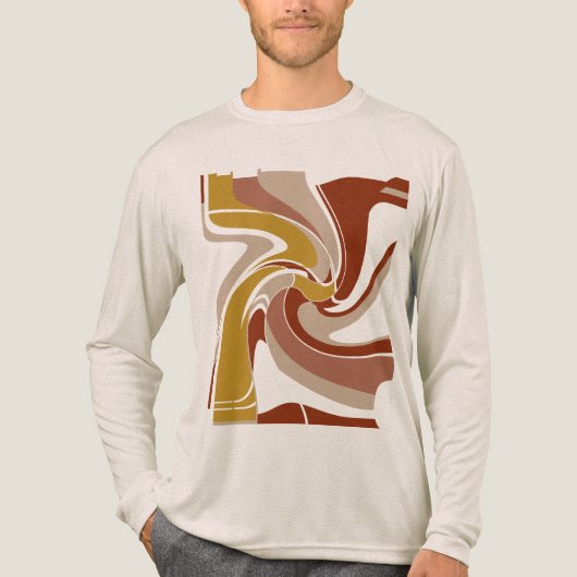 Gold Brown Tan Bold Large MCM Look Art Abstract Tri-Blend Shirt (Voorkant volledig)