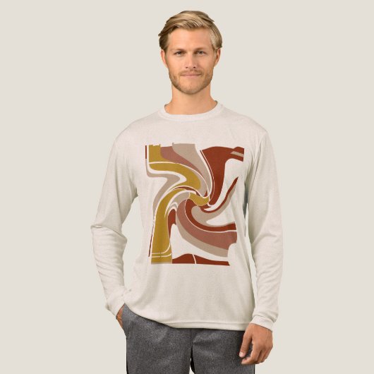 Gold Brown Tan Bold Large MCM Look Art Abstract Tri-Blend Shirt (Voorkant)