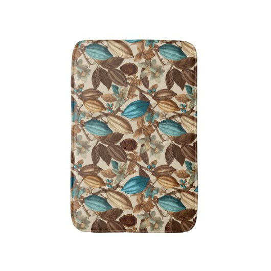 Gold Brown Turquoise Cacao Pattern Badmat (Voorkant Verticaal)