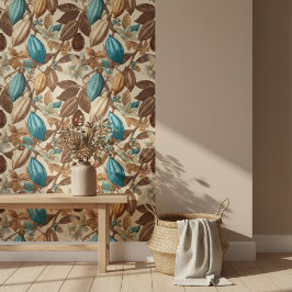 Gold Brown Turquoise Cacao Pattern Behang