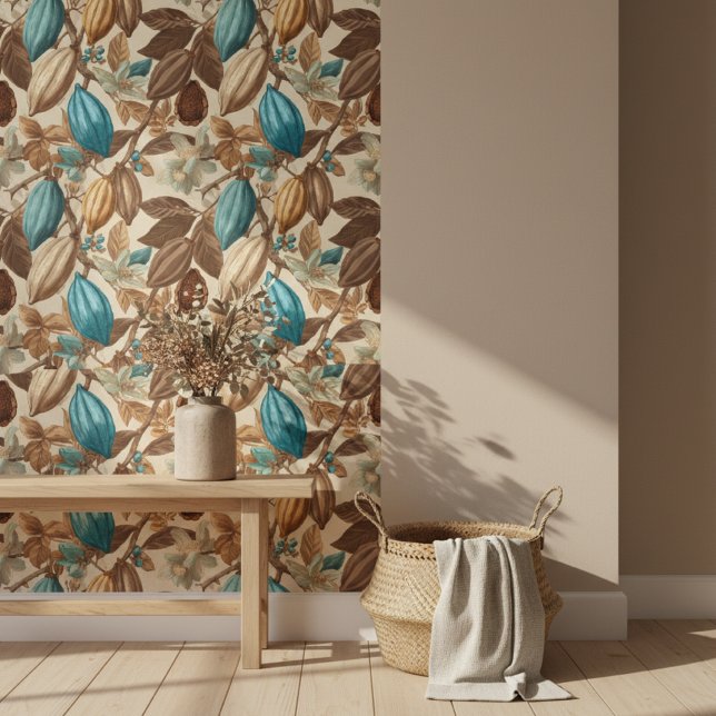 Gold Brown Turquoise Cacao Pattern Behang (Creator heeft geüpload)