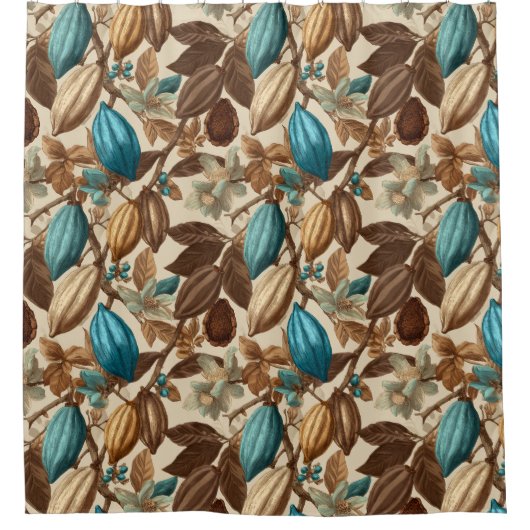 Gold Brown Turquoise Cacao Pattern Douchegordijn (Voorkant)