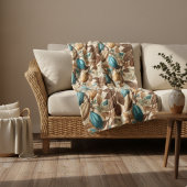 Gold Brown Turquoise Cacao Pattern Fleece Deken