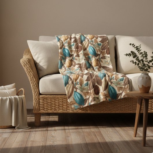 Gold Brown Turquoise Cacao Pattern Fleece Deken