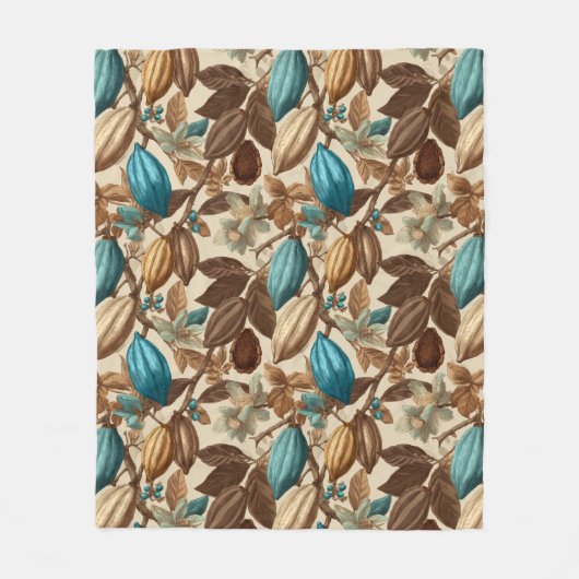 Gold Brown Turquoise Cacao Pattern Fleece Deken (Voorkant)