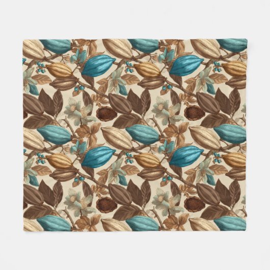 Gold Brown Turquoise Cacao Pattern Fleece Deken (Voorkant (Horizontaal))