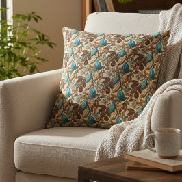 Gold Brown Turquoise Cacao Pattern Kussen