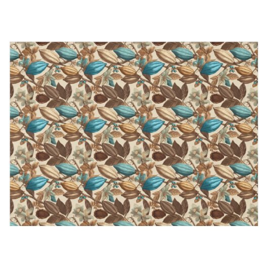 Gold Brown Turquoise Cacao Pattern Tafelkleed (Voorkant (Horizontaal))
