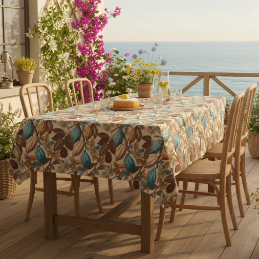 Gold Brown Turquoise Cacao Pattern Tafelkleed