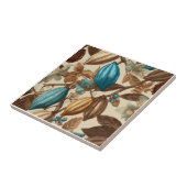 Gold Brown Turquoise Cacao Pattern Tegeltje (Zijkant)