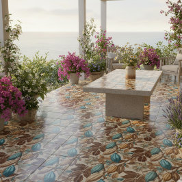 Gold Brown Turquoise Cacao Pattern Tegeltje