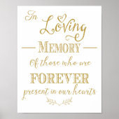 Gold bruiloft in Loving Memory sign print (Voorkant)