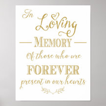 Gold bruiloft in Loving Memory sign print