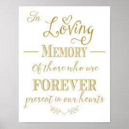 Gold bruiloft in Loving Memory sign print