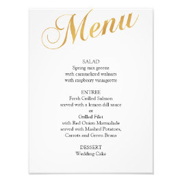 Gold bruiloft menu poster. Elegant menu Foto Afdruk