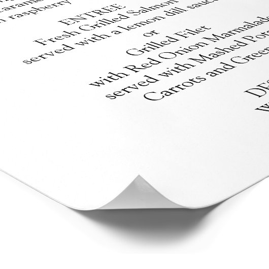 Gold bruiloft menu poster. Elegant menu Poster (Hoek)