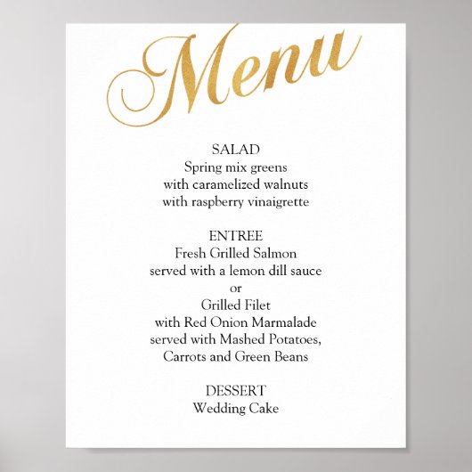 Gold bruiloft menu poster. Elegant menu Poster (Voorkant)