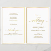 Gold bruiloft-programma, modern font & gouden gren (Voorkant)