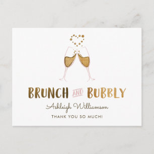 Gold Brunch en bubbelbaar Vrijgezellenfeest   Dank Briefkaart