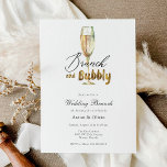 Gold Brunch en Bubble Champagne Wedding Brunch Kaart<br><div class="desc">Wedding Brunch-uitnodiging met een waterverf goudflute van champagne en Brunch en bubbel in faux vloeibare goudolie. Pas deze aan met uw gegevens voor de nieuwigheden.</div>