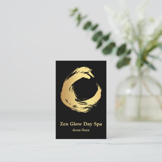 ** Gold Brush Abstracte Reiki Spa Meditatie Visitekaartje (Staand voorkant)