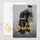 Gold Brush Afstuderen Foto Afstuderen Aankondiging (Voorkant / Achterkant)