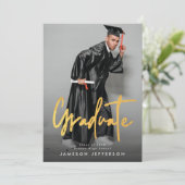 Gold Brush Afstuderen Foto Afstuderen Aankondiging (Staand voorkant)