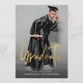 Gold Brush Afstuderen Foto Afstuderen Aankondiging (Voorkant)