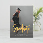 Gold Brush Afstuderen Foto Afstuderen Aankondiging (Staand voorkant)