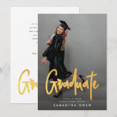 Gold Brush Afstuderen Foto Afstuderen Aankondiging (Voorkant / Achterkant)