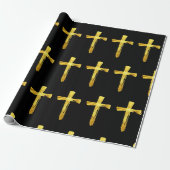 Gold Brush Cross - Christelijk Religieuze Crucifix Cadeaupapier (Uitgerold)