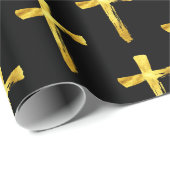 Gold Brush Cross - Christelijk Religieuze Crucifix Cadeaupapier (Rol Hoek)