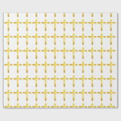 Gold Brush Cross - Christelijk Religieuze Crucifix Cadeaupapier (Vlak)