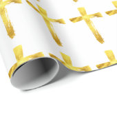 Gold Brush Cross - Christelijk Religieuze Crucifix Cadeaupapier (Rol Hoek)